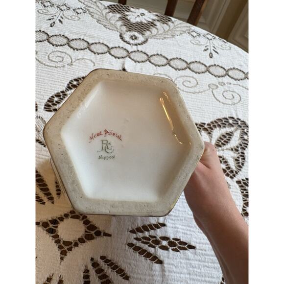 Antique Nippon Hand-painted Pitcher In Gold, White, Pink - Picture 6 of 6